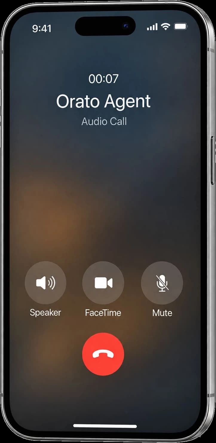 A phone mid-call with the Orato agent