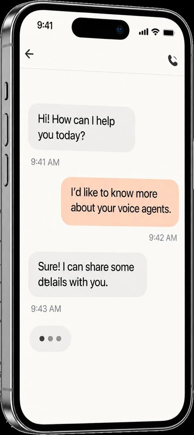 A phone chat with the Orato agent answering a question